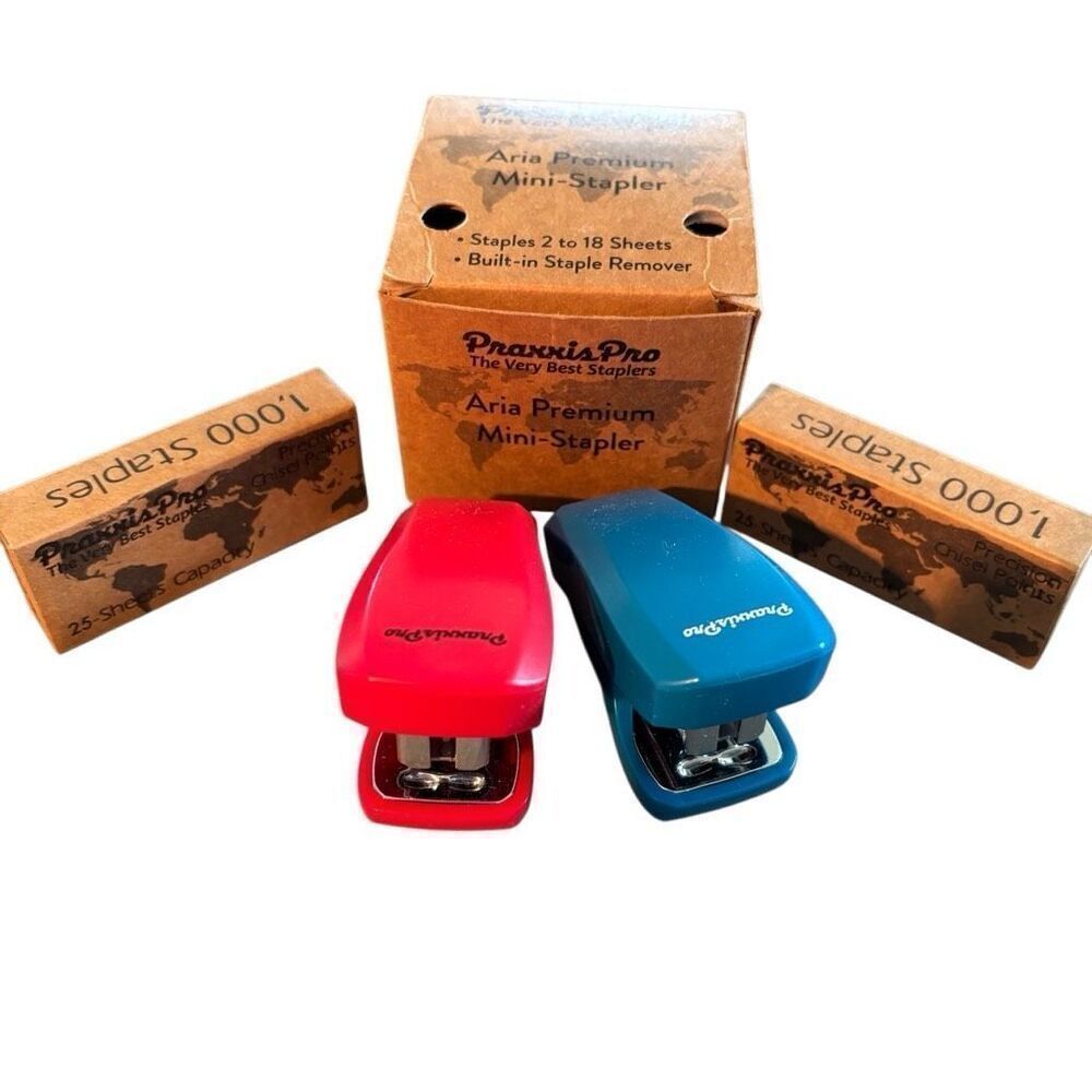 Praxxis Pro Aria Premium Mini-Stapler Set Of 2 *New*